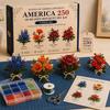 Набор для рукоделия «Цветочный букет 250» к 250-летию Америки, Патриотический цветочный набор к 4 июля, 3D-создание цветов из бисера ко Дню независимости 1776-2026