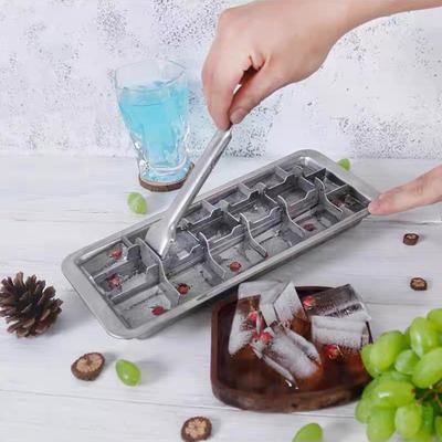 Лотки для льда из нержавеющей стали, 18-секционная форма для кубиков льда с легким