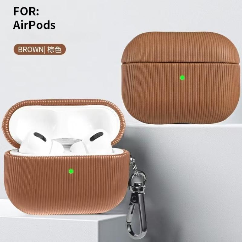 Роскошный кожаный чехол в полоску для наушников AirPods Pro 2 3 с поддержкой беспроводной зарядки, жесткий ПК-защита для наушников Airpods 1 2 3 4