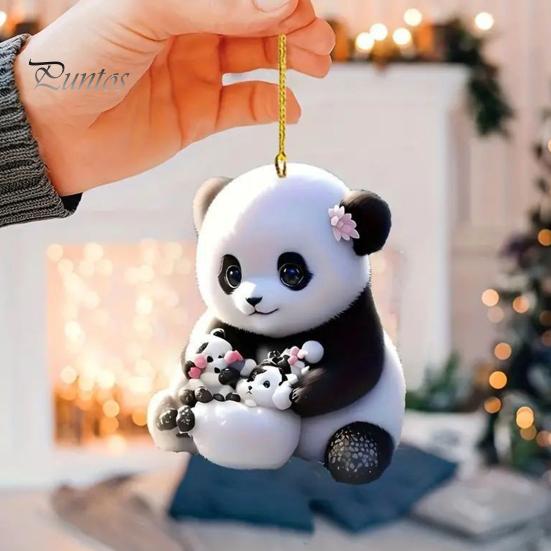 Bunny Christmas Ornaments Christmas Tree Ornaments Little Rabbit Pattern 2D Flat Acrylic Decorative Pendant Interior Rearview Mirror Hanging Ornament