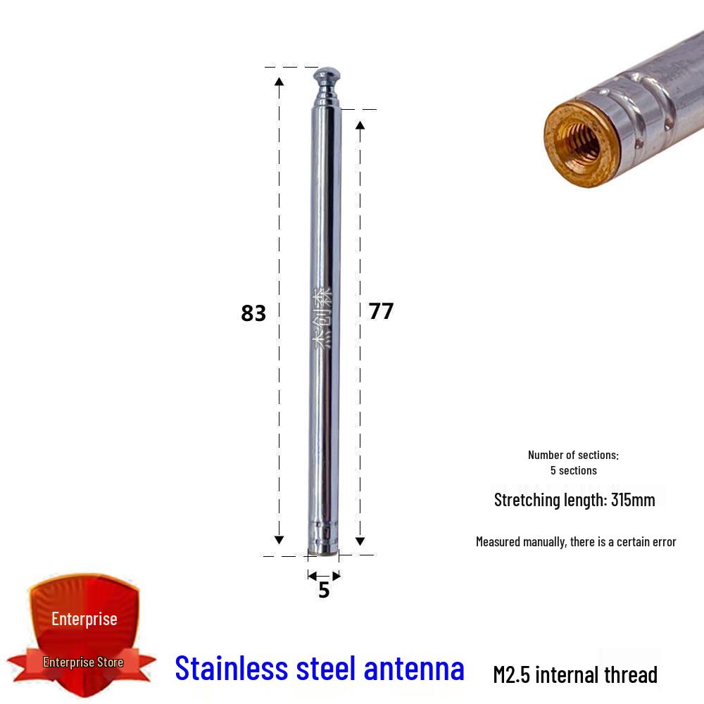 Stainless Steel Telescopic Antenna for Remote Control Toy Cars, 4/5/6 Sections, M3 Thread