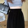 Autumn and Winter Women's Skirt Velvet Tassel Long Skirt Elastic Waist Black A-line Skirt Long Skirt