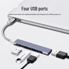 Мини-хаб USB 3.0 Type-C, алюминиевый: Док-станция-разветвитель на 4 порта