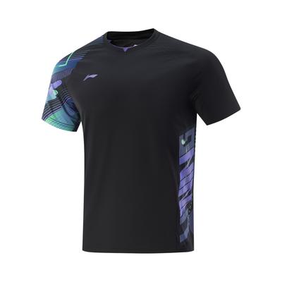 Серия для настольного тенниса Li Ning Спортивная удобная дышащая футболка с коротким рукавом Унисекс Топы Черный AAYV119-1