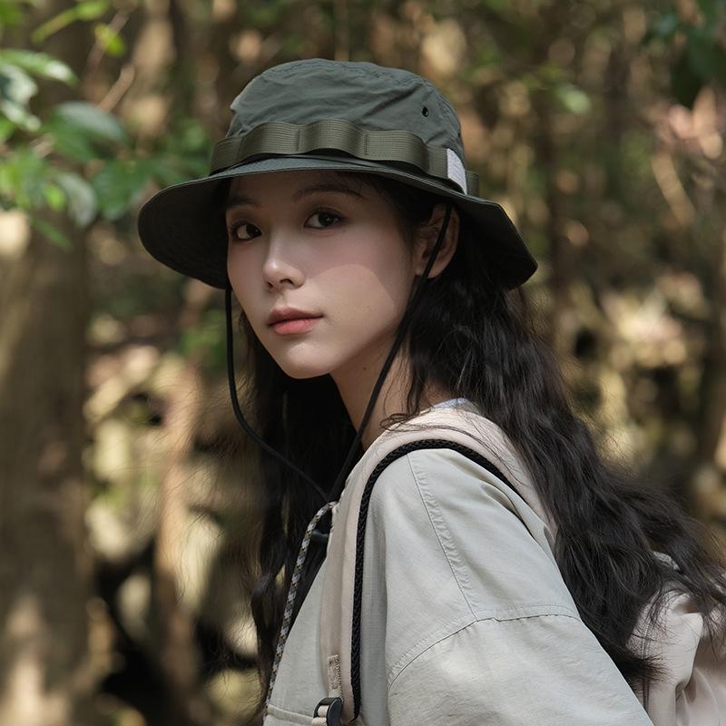 Japanese Outdoor Thin Quick-Drying Spring And Summer Drawstring Climbing Hat Men'S And Women'S Bucket Hat Sunshade Sunscreen Basin Hat