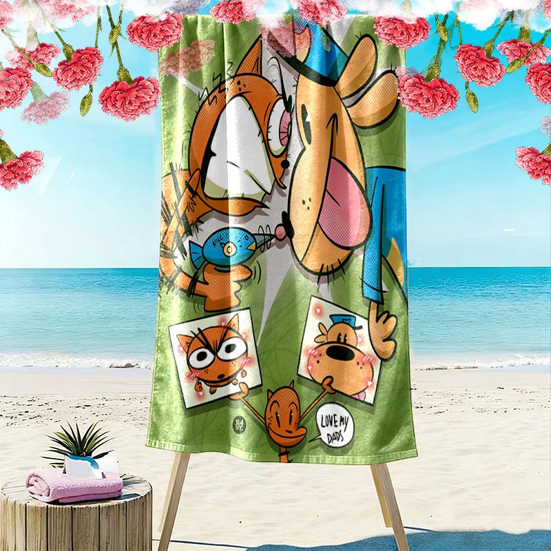 Dog Man Print Beach Towel, Large Soft Quick Dry Towel for Beach Camping Swimming