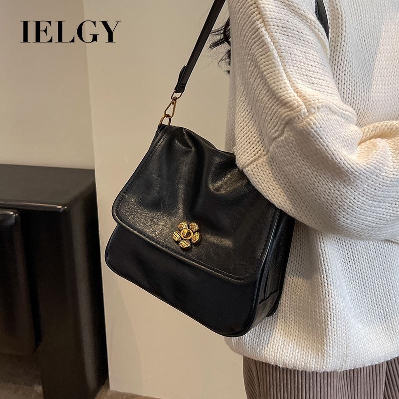 IELGY Сумка-мессенджер в стиле ретро, стильная черная сумка через плечо под мышкой