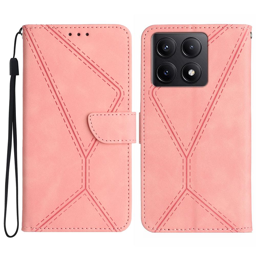 HT05 Для Xiaomi 14T Чехол Кожаный с текстурой линий PU кожаный откидной чехол для телефона