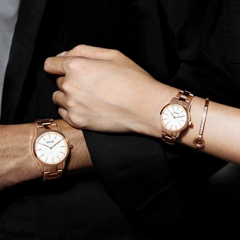 Новые женские часы, модные трендовые водонепроницаемые простые часы со стальным ремешком, парные часы, мужские часы