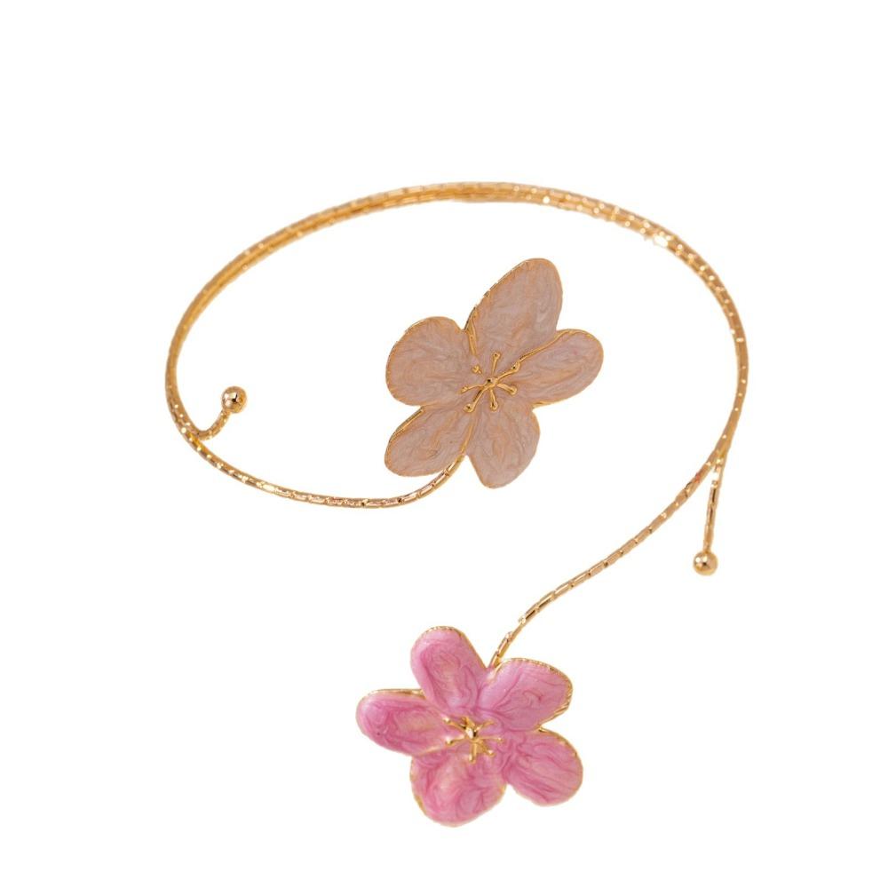Metal Wide Open Bangle Multi Style Flower Bracelet Elegant Armlet Hand Jewelry