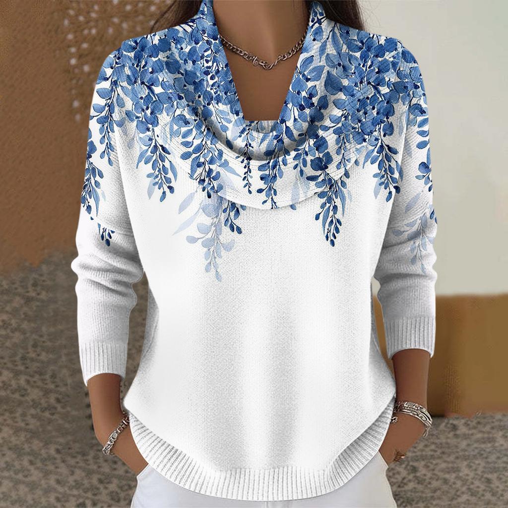 Женский повседневный и модный свитер с круглым вырезом, длинными рукавами и принтом