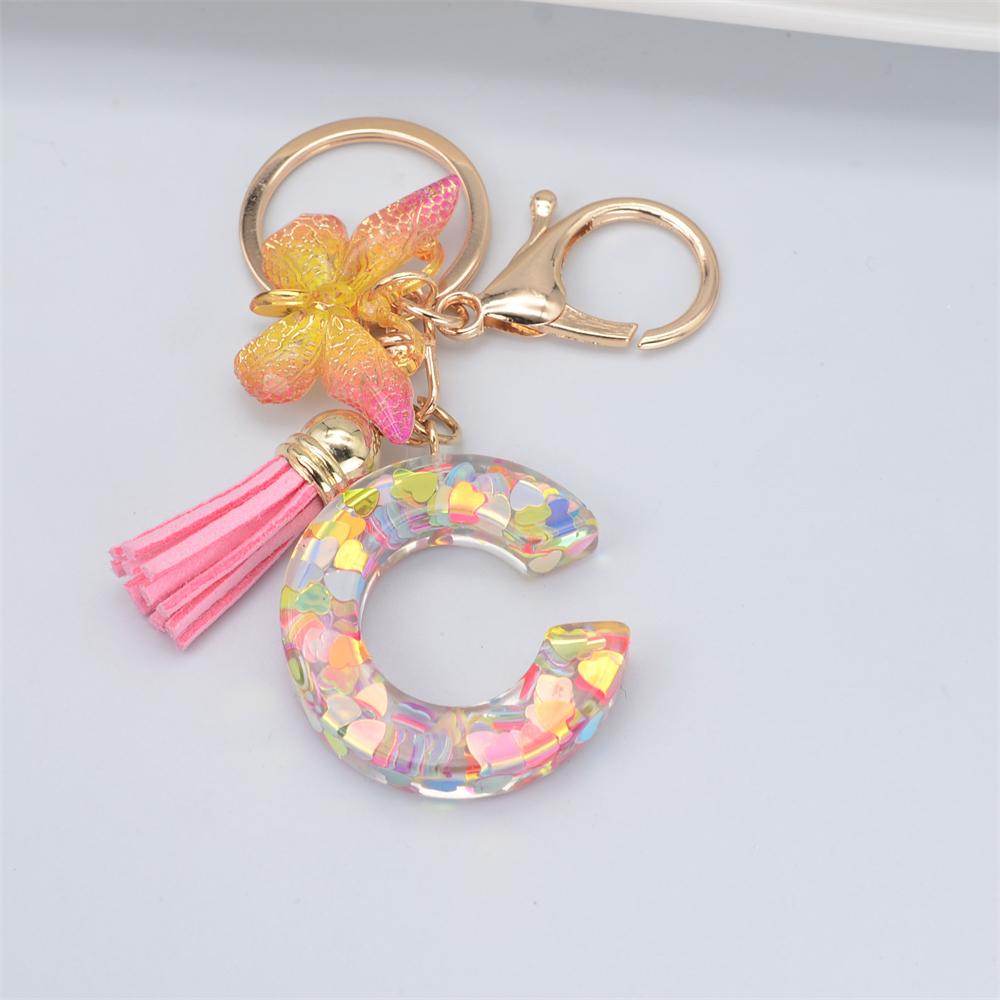 Fashion DIY A-Z Letters keychain Metal Holder Pendent Key Chain Women Car Key Ring Simple Letter Key Party Gift Jewelry