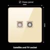 Hong Kong & Macau 13A British Socket with USB Fast Charging, Type-C, Gold Glass Panel, Three-Hole Square Pin