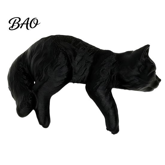 Sleeping Cat Figurine Cute Computer Monitor Decor, 3D Printed Screen TV Soft Atmosphere Statue Topper, Small Kitten Car Dashboard Ornament for