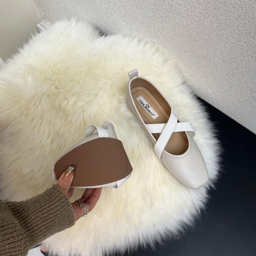 Балетки на плоской подошве с перекрестной резинкой, женские лоферы без шнуровки, бабушкиная обувь в стиле ретро с квадратным носком, дизайнерские элегантные мокасины