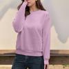 Women's Casual Fashion Top Solid Color Round Neck Long Sleeve Pullover Top
