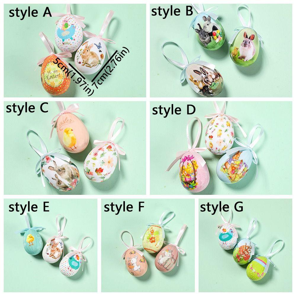 Painted Foam Easter Eggs DIY Craft Colorful Easter Eggs Pendant Happy Easter Handmade Hanging Easter Egg Window Door Garden