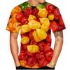 Summer Fashion Chili Vegetable Pattern Printed T-shirts Round Neck Plus Size Comfortable Casual Short Sleeved Top