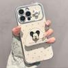 Шнурок с фигуркой Микки в горошек, совместимый с iPhone 16, чехол для телефона, 13 Pro Max с гальваническим окном, 15 с кожаной подставкой, 14