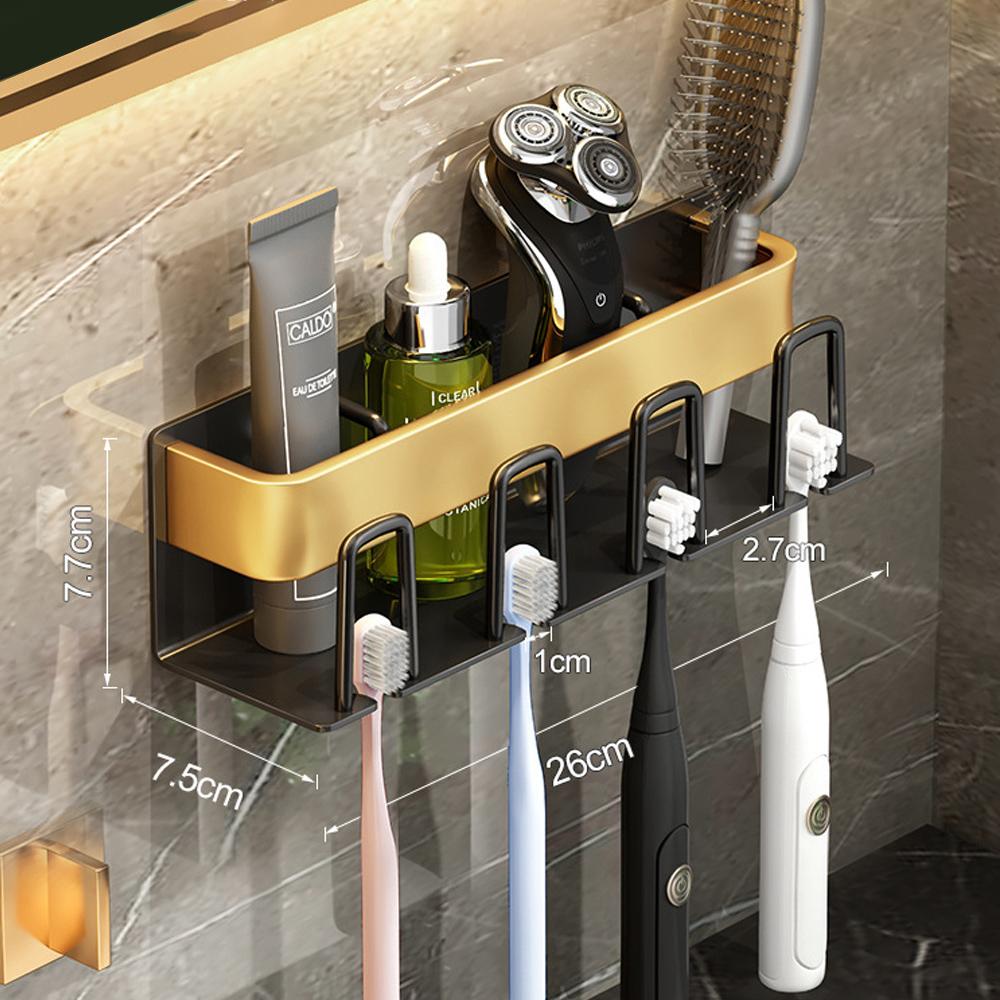 Органайзер настенный держатель для зубной пасты без дырокола полка для ванной комнаты из алюминиевого сплава экономит место аксессуары держатель для зубных щеток