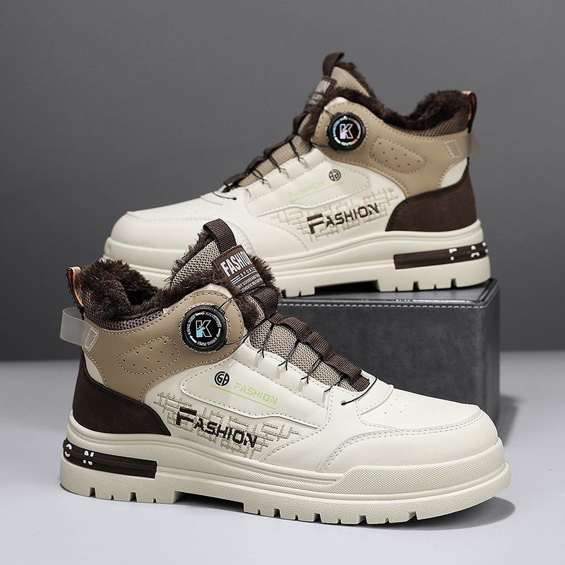 Зимняя новая мужская обувь бархатные ботинки Мартина мужская обувь мужская повседневная спортивная хлопковая обувь вращающиеся кнопки