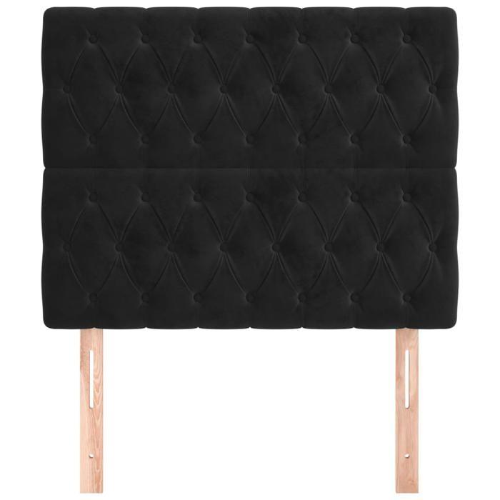Tête de lit - Maison Exclusive - Velours noir - 100 x 7 x 118/128 cm - Hauteur réglable