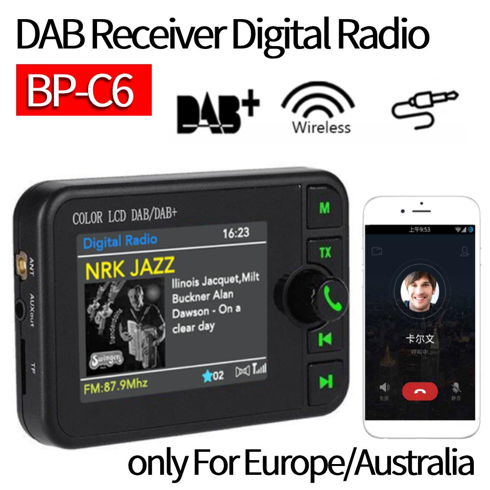 DAB-приемник Цифровое радио 2,4-дюймовый цветной ЖК-экран Стерео Цифровой сигнал Радиовещание Адаптер Bluetooth 5.0 Для Европы/Австралии