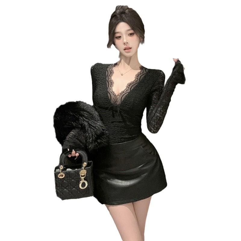 Женская одежда французская дочь кружево поддельные двухсекционный тонкий платье женщины