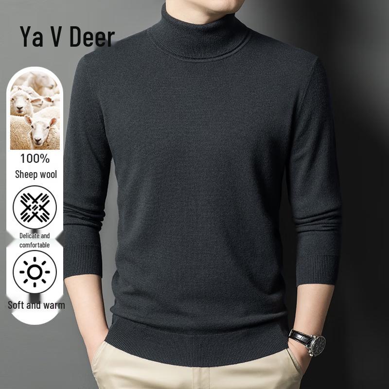 Мужской легкий шерстяной свитер-водолазка Yalu 100% шерсть