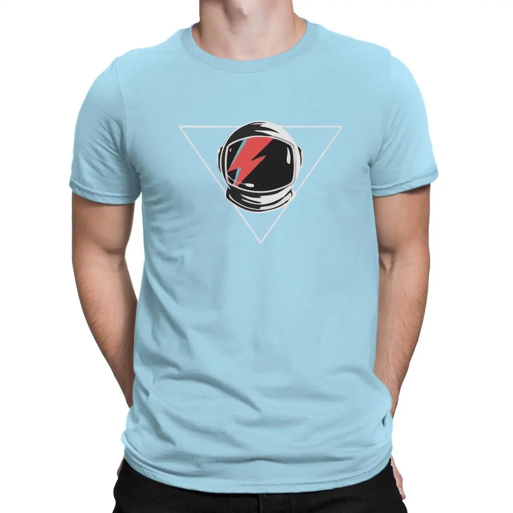 Men T-Shirts Space Vintage Cotton Tee Shirt Short Sleeve Cool Cool B-Bowie T Shirts Crewneck Clothes Unique