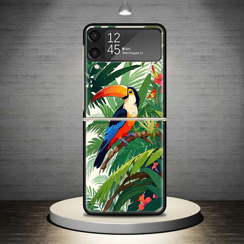 Чехол с тропическим туканом для Samsung Galaxy Z Flip 7 6 5 4 3 5G Ударопрочный чехол Z Flip7 Flip6 ZFlip5 Flip3 Flip4 Роскошный корпус