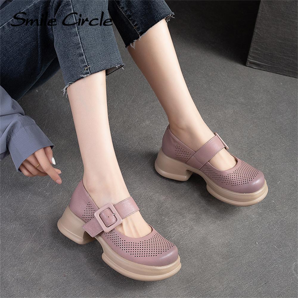 Женские сандалии Мэри Джейн из натуральной кожи, туфли на плоской подошве с круглым носком, модная женская повседневная обувь с пряжкой