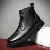Crocodile Pattern Men's Ankle Boots Luxury Brand High Top Footwear Fashion Outdoor Street Chelsea Shoes Comfortable Short Botas