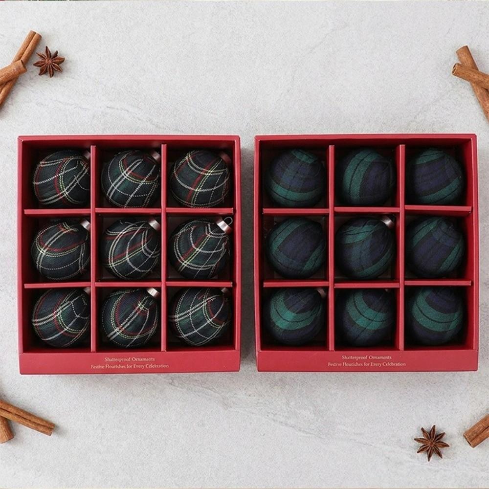 Foam Gift Box Ornament Plaid Pattern Grid Ball Christmas Tree Ornament Christmas Tree Decorating