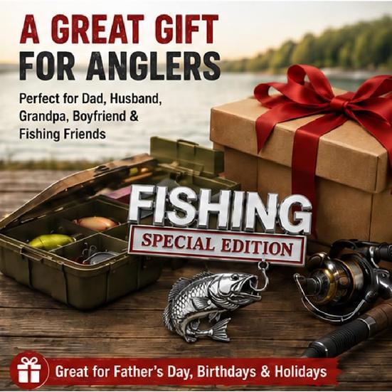 Fishing Special Edition Premium 3D Metal Vehicle Emblem Badge, Bass Fish Hook Design, Auto Decal for Truck SUV, Anglers, Self-Adhesive Exterior