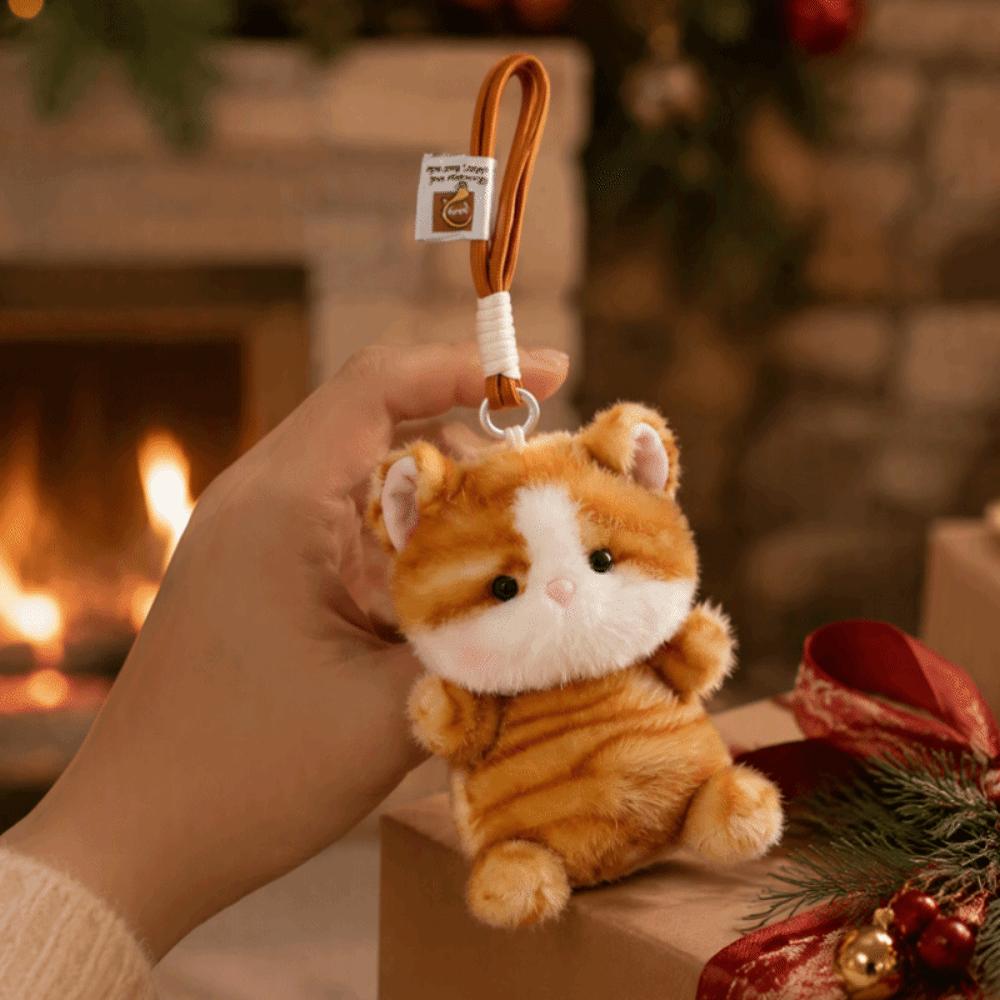 Fluffy Cat Plush Keychain 15cm Kitten Pendant Small Cat Stuffed Keychain Bag Pendant