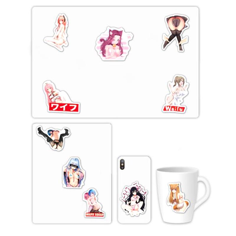 50 шт., мультяшные сексуальные наклейки Ahegao для девочек, наклейки для ноутбука, наклейки Adesivos