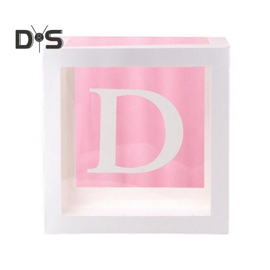 Balloon Box Reusable Clear Paper Box with Letter Stackable DIY Assembly 25 X 25cm Cube Box for Graduation Wedding Birthday Party Decor