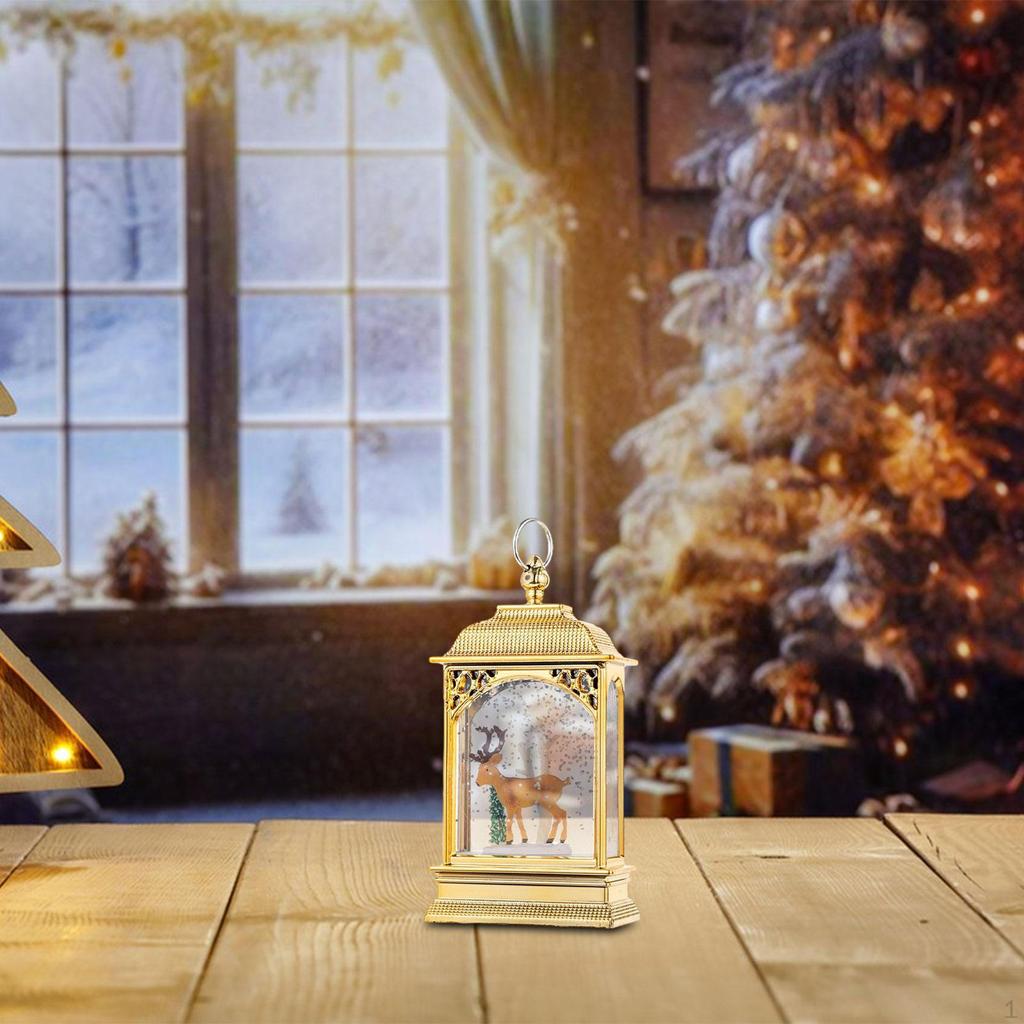 Christmas Snow Globe Decoration Craft Glittering Lighted Lantern Night Light