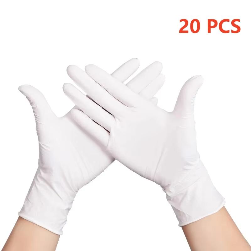 20/100PCS White Nitrile Gloves Disposable Household Cleaning Gloves for Kitchen Gardening Beauty Salon Tattoo Working Gloves