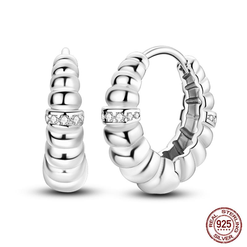Charms Double Hoop Earrings For Women 100% 925 Silver Cubic Zircon Heart Star Moon Earrings Elegant Birthday Jewelry Gifts