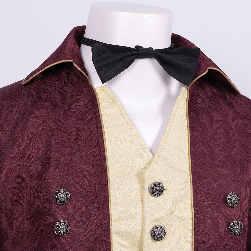 Men Steampunk Gothic Victorian Jacket Vintage Purple Velvet Tailcoat Medieval Frock Coat Uniform Renaissance Costume