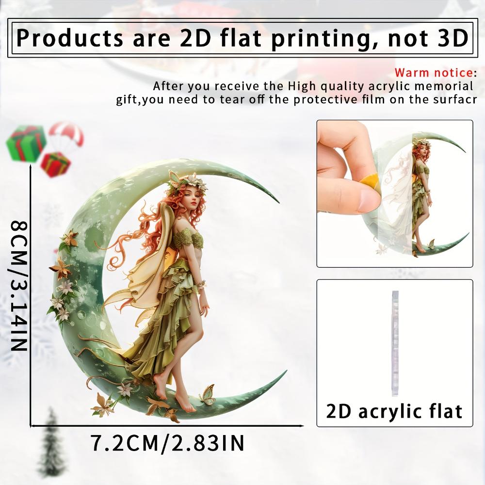 Moon Palace Fairy 2D Flat Acrylic Decorative Pendant Pendant, for Bags/keychains/home/car Decoration Accessories Ramadan Christmas Decoration Gift