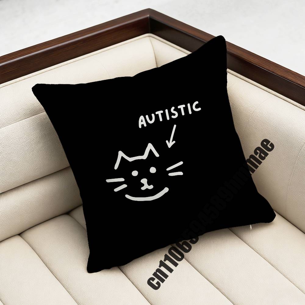 For Autistic Cat Autism Puzzle Throw Pillow Case Sham 45X45Cm 40X40Cm Square Car Pillowcase Pad Cushion Cover