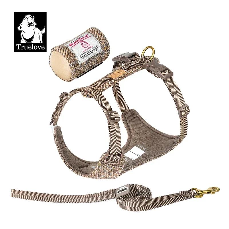 Набор шлейка-поводок Truelove для питомцев, ткань Harris Tweed, шлейка-жилет для собак без рывков, для прогулок и тренировок, регулируемая, легкий контроль TLH2912