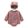 Cute Bear Print Baby Romper with Hat - Long-Sleeve Spring & Autumn Crawling Outfit
