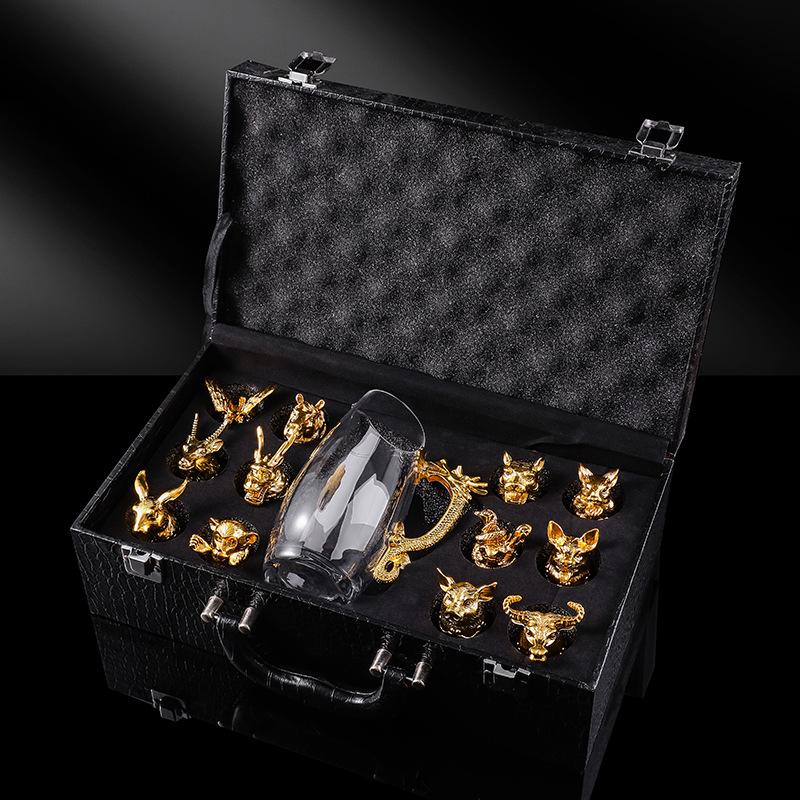 Набор бокалов для вина по знаку зодиака, чарка для байцзю, один бокал, прочное стекло, винный бокал, хрустальный бокал, маленький винный бокал, 1 два бокала можно