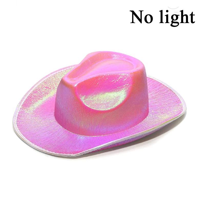 Wireless LED Western Cowboy Hat Light Up Cowboy Hat Disco Bride Pink Cowgirl Hat Concert NightClub Wedding Costumes Accessories