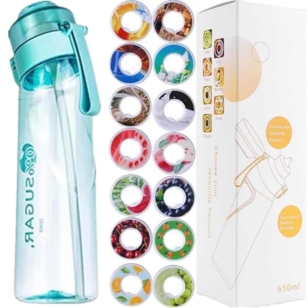 Спортивная бутылка для воды 650 мл с капсулами в 14, материал не боится высоких температур, а натуральные фрукты делают питьевую воду безопасной