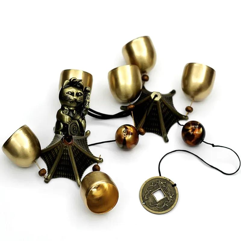Lucky Cat Cat Money Shop Doorbell Metal Copper Door Alloy Wind Chimes Hanging Decorations Bell Feng Shui Pendant Town House